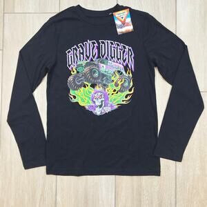 Monster Jam Grave Digger Youth XL Long Sleeve Shirt Black Monster Truck NWT